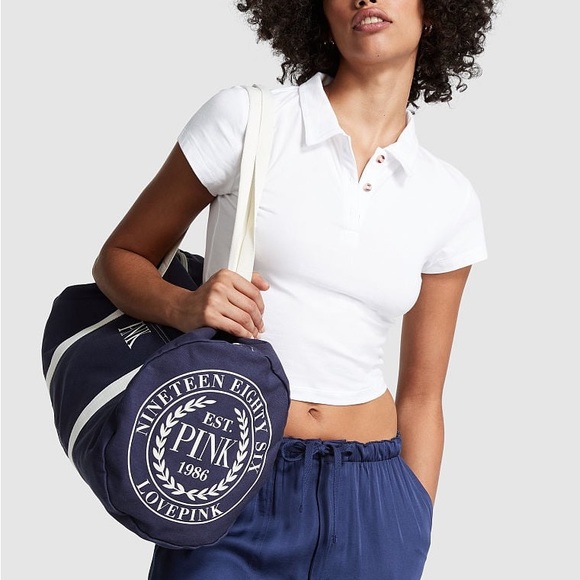 PINK CANVAS DUFFLE BAG - Picture 2 of 5